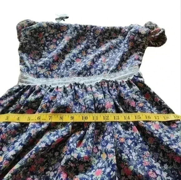 BG BCBGeneration Dress Mini Navy Floral Print Lace Coquette Y2K Women's size 6 - Picture 14 of 15